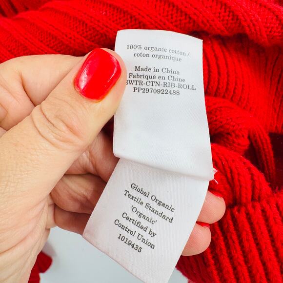 Everlane The Organic Cotton Crew Ribbed Sweater Red Long Sleeve Size Small - Picture 5 of 8